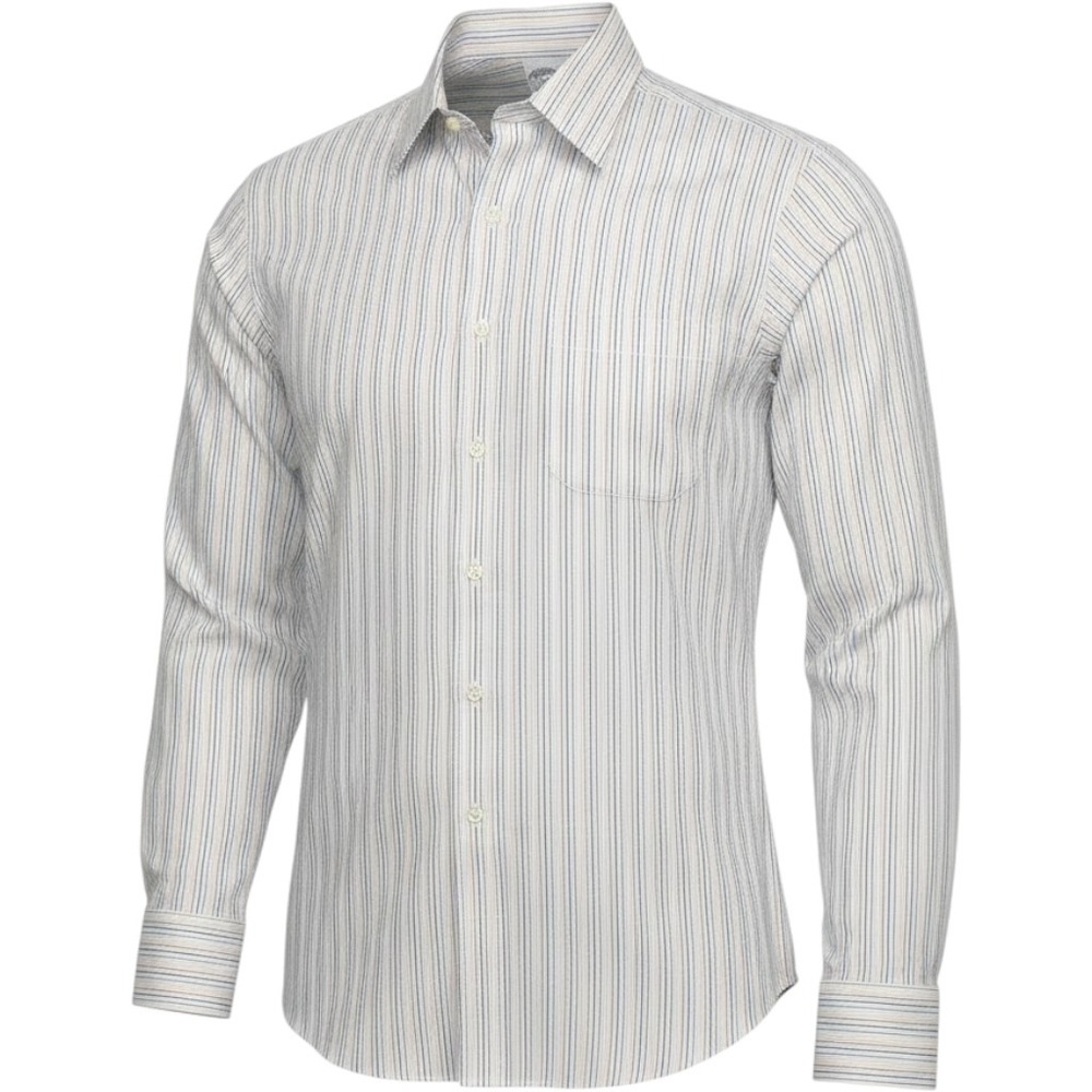 Brooks Brothers Button Down Men 16 Large White Stripe Slim Fit Non-Iron Casual
